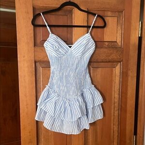 Windsor Blue and White Striped Mini Dress